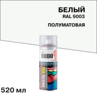 Эмаль аэрозольная для металлочерепицы Kudo сигнально белая полуматовая RAL 9003 520 мл